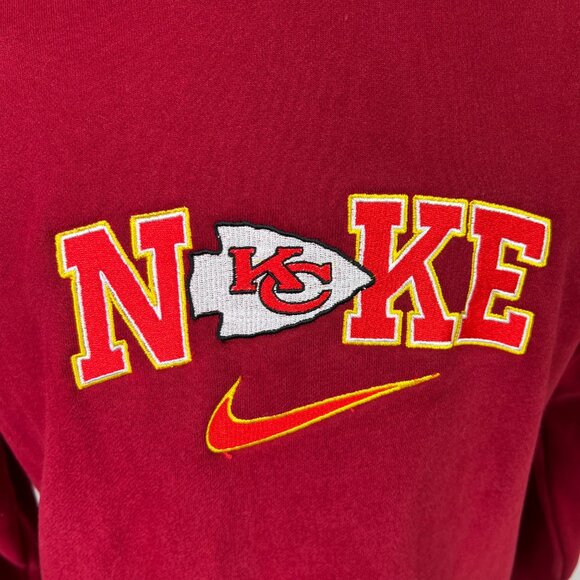 Kansas City Football Team Embroidered Red Crewneck Sweatshirt | Red - Picture 4 of 5